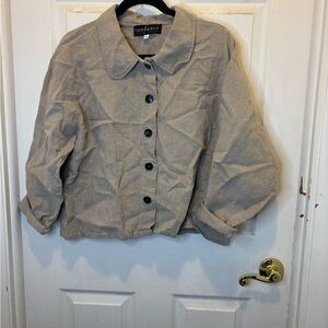 Vintage Sundance Catalog Co. Women's Beige 100% Linen Button-Up Jacket